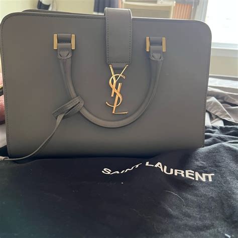 Saint Laurent Ysl M.bag Mono Vitello Piumott in Gray 